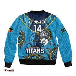 Custom NRL Titans NAIDOC Week Bomber Jacket Keep The Fire Burning Indigenous Art