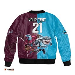 Custom Sea Eagles And Sharks Rugby Bomber Jacket Sporty Style