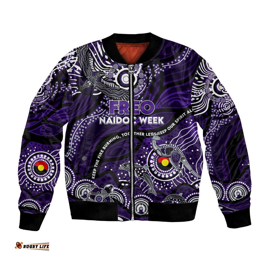 Custom NAIDOC Week 2024 Freo Bomber Jacket Aboriginal Animals Keep The Fire Burning