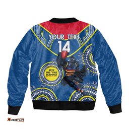 Custom AFL Crows NAIDOC Week Bomber Jacket Keep The Fire Burning Indigenous Art