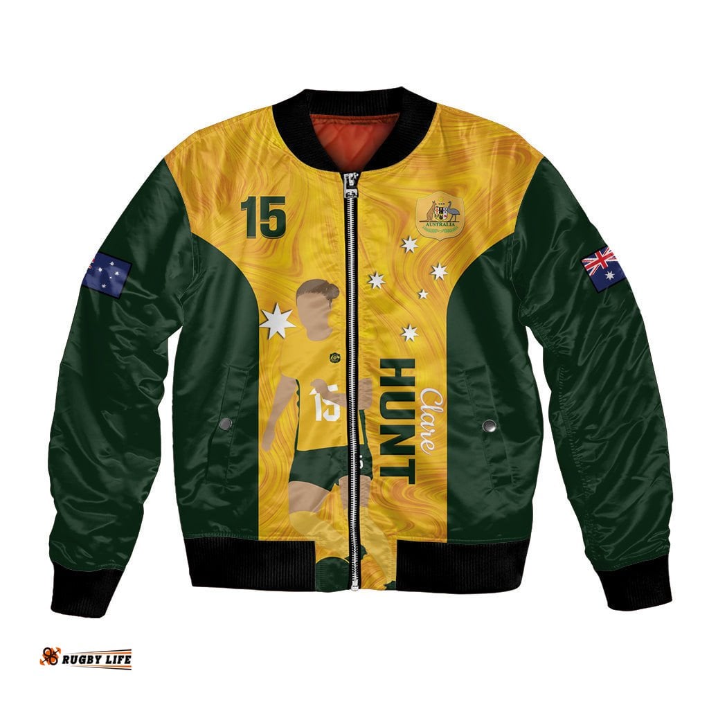 Australia Soccer Bomber Jacket Clare Hunt Matildas Gold Version