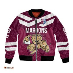 Custom Queensland Rugby Bomber Jacket Maroons Cane Toad Origin Sporty