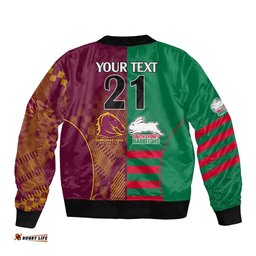 Custom NRL Rabbitohs and Broncos Bomber Jacket Sporty Style