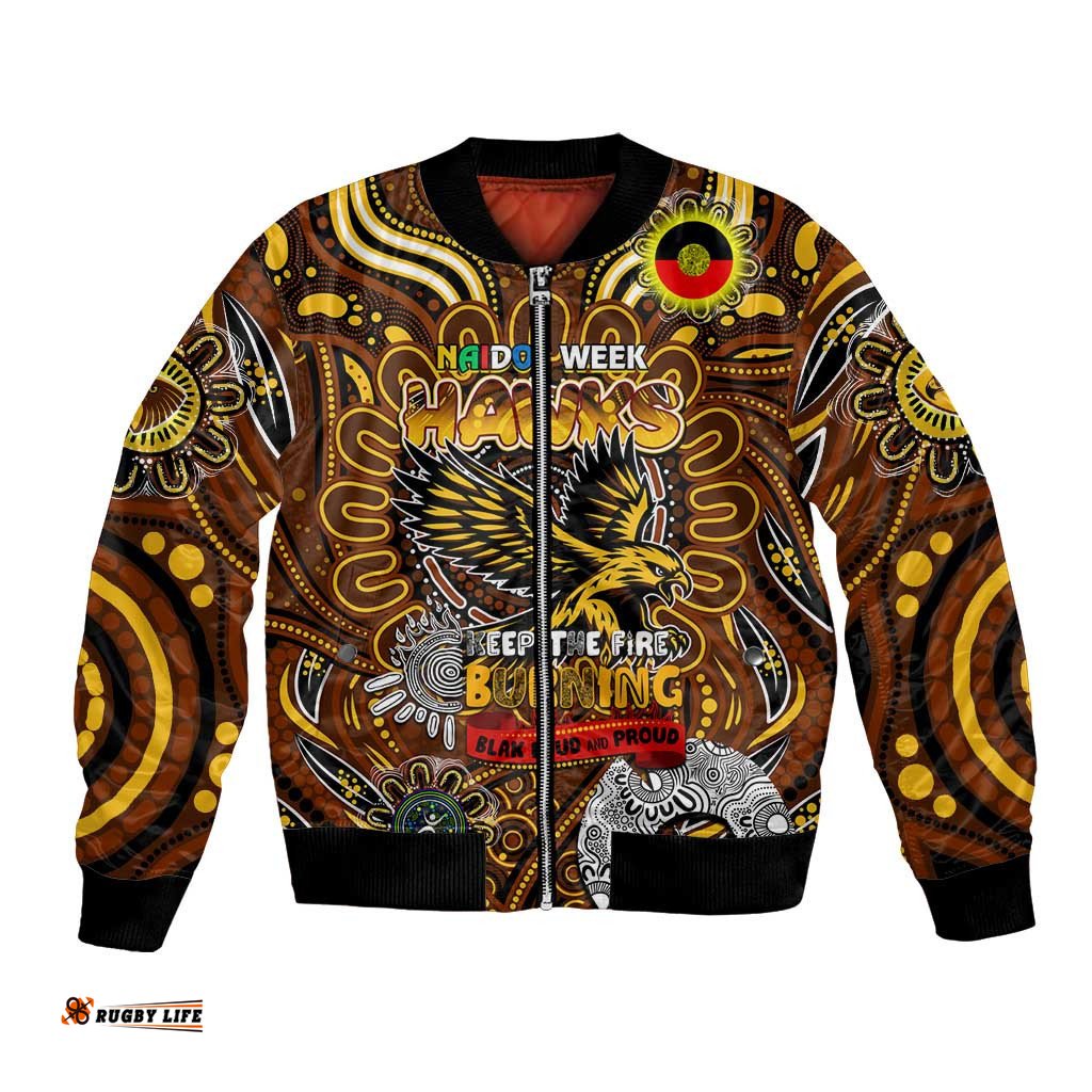 Custom Hawthorn Hawks NAIDOC Week 2024 Bomber Jacket Mascot Football