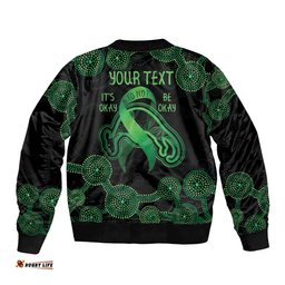 Green Kangaroo Ribbon Aboriginal Personalised Bomber Jacket Depression Awareness