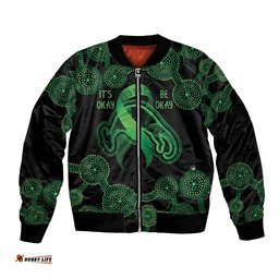 Green Kangaroo Ribbon Aboriginal Personalised Bomber Jacket Depression Awareness