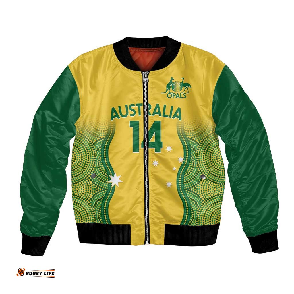 Custom Australia Opals Bomber Jacket Indigenous Art