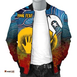 Custom Aboriginal Men's Bomber Jacket - Aboriginal and Torres Strait Islanders Flag