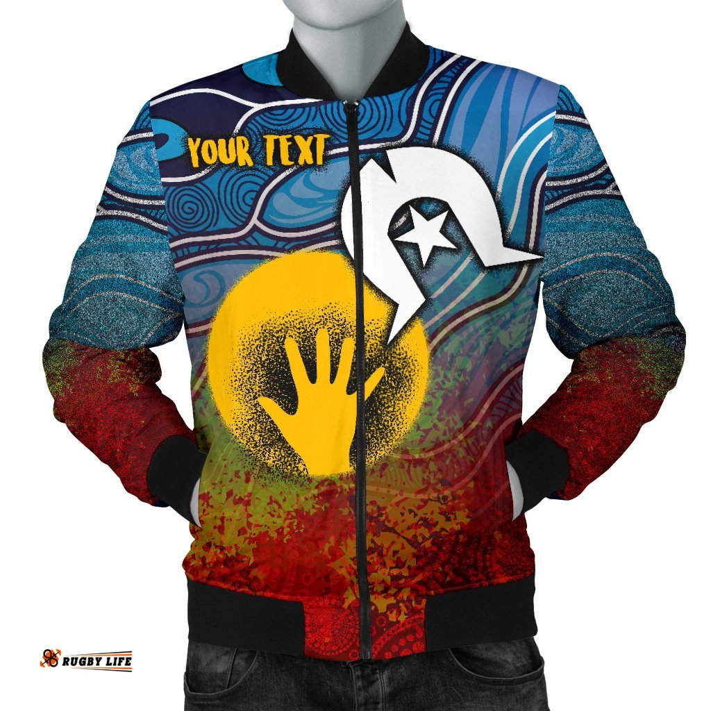Custom Aboriginal Men's Bomber Jacket - Aboriginal and Torres Strait Islanders Flag