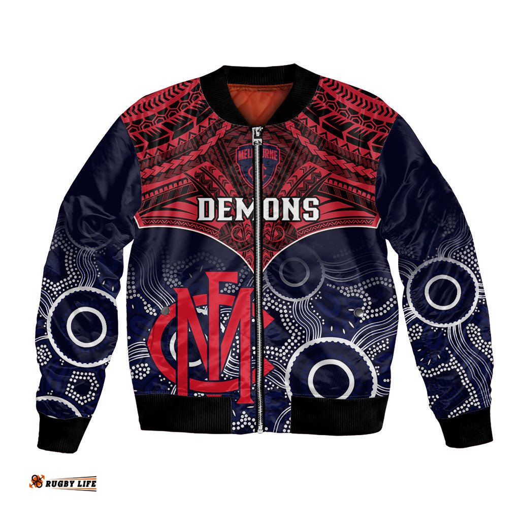 Melbourne Football Bomber Jacket Go Demons Aboriginal Mix Polynesian Pattern