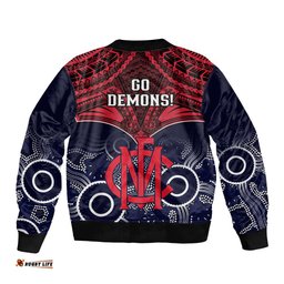 Melbourne Football Bomber Jacket Go Demons Aboriginal Mix Polynesian Pattern