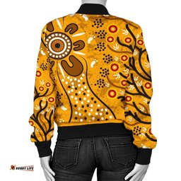 Women's Bomber Jacket - Aboriginal Art In Spring Style