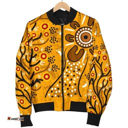 Women's Bomber Jacket - Aboriginal Art In Spring Style