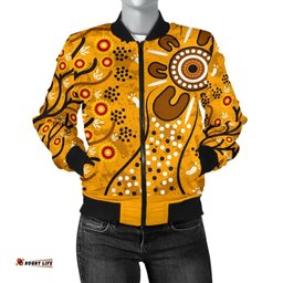 Women's Bomber Jacket - Aboriginal Art In Spring Style