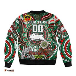 Custom NAIDOC Week 2024 Rabbitohs Bomber Jacket Mascot Rugby
