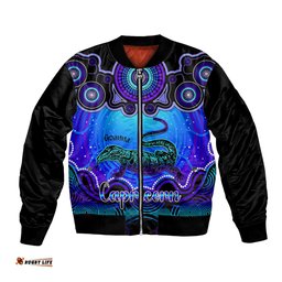 Personalised Australia Capricorn Goanna Zodiac Bomber Jacket Auz Astrology Aboriginal - Blue