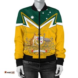 Women's Bomber Jacket - Australian Coat Of Arms National Color