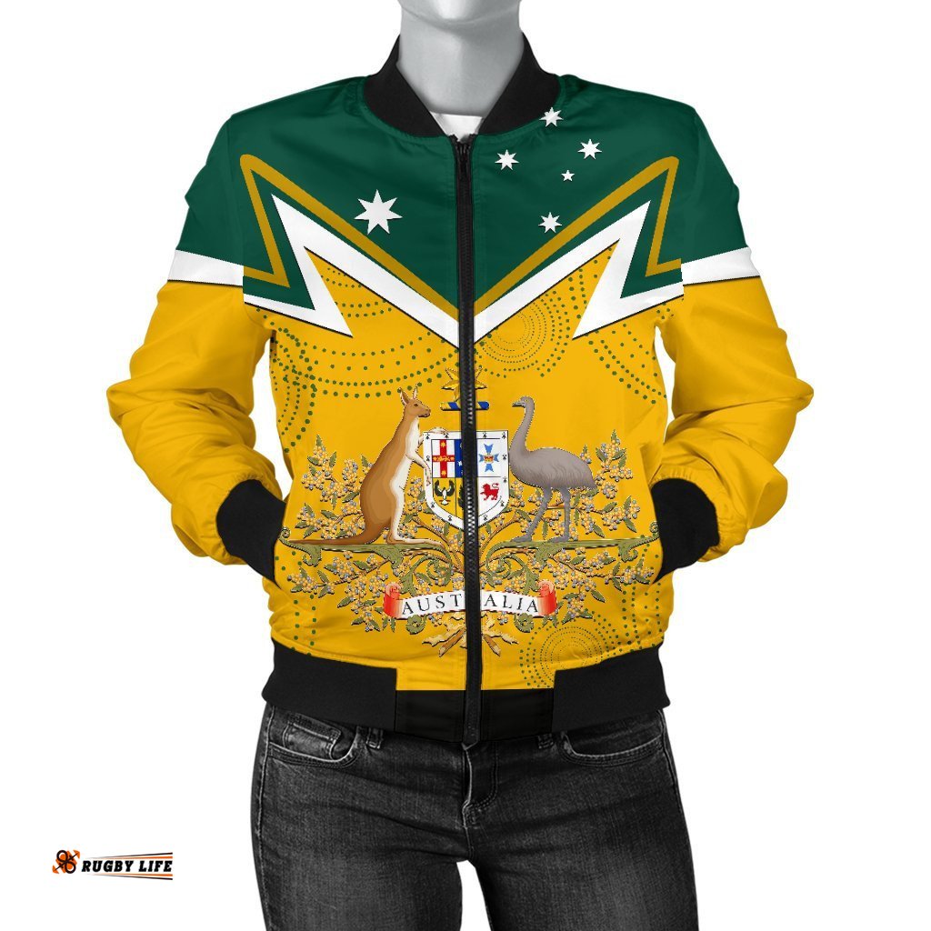 Women's Bomber Jacket - Australian Coat Of Arms National Color