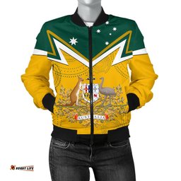 Women's Bomber Jacket - Australian Coat Of Arms National Color