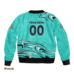 Personalised Australia Soccer Matildas Bomber Jacket Kangaroo Tornado Turquoise