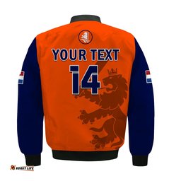 Custom Text And Number Netherlands Cricket Bomber Jacket ODI Simple Orange Style