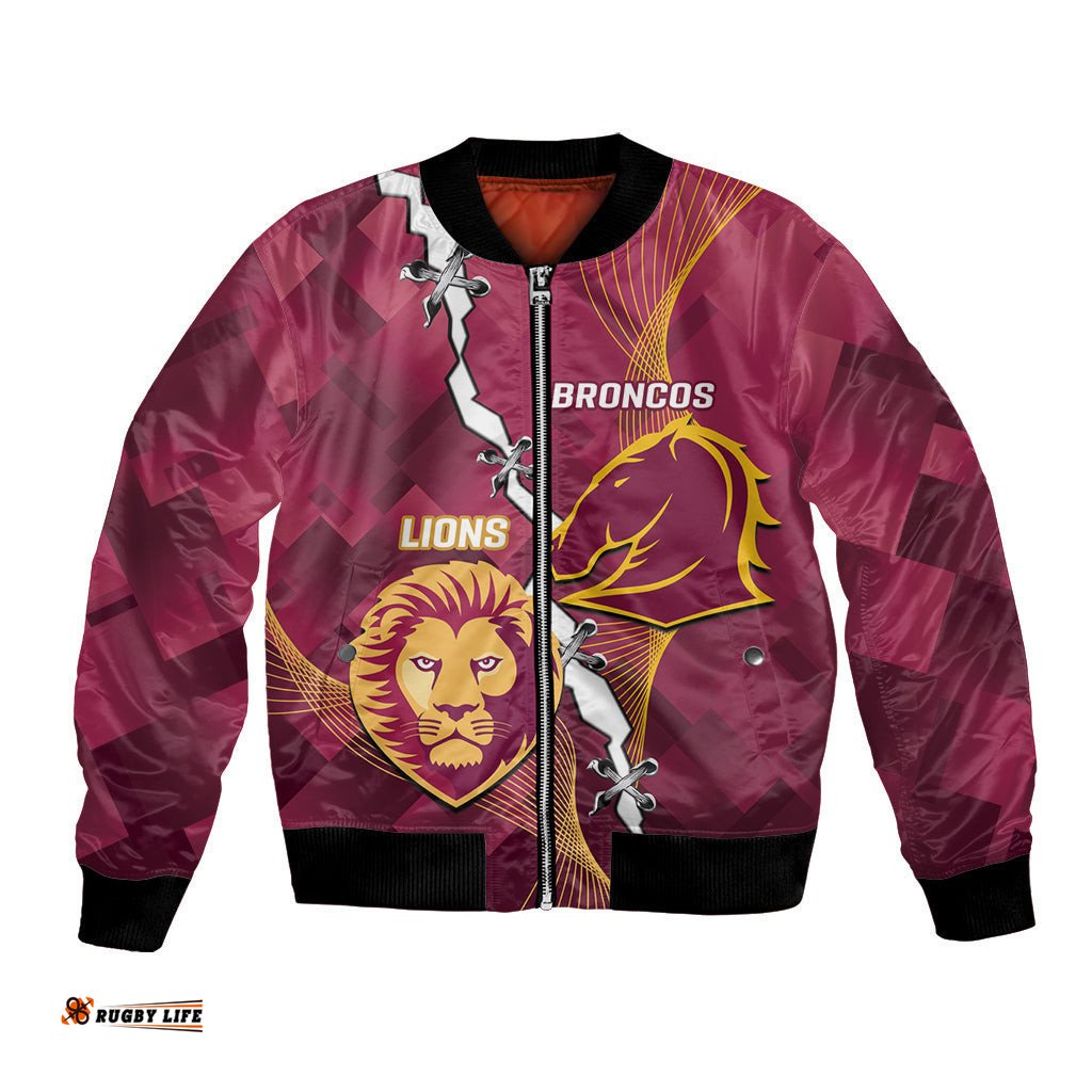 Personalised Lions Football And Broncos Rugby Bomber Jacket Sporty Version