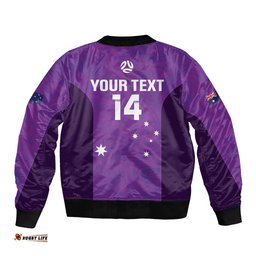 Custom Australia Soccer Bomber Jacket Matildas Go Champions - Purple