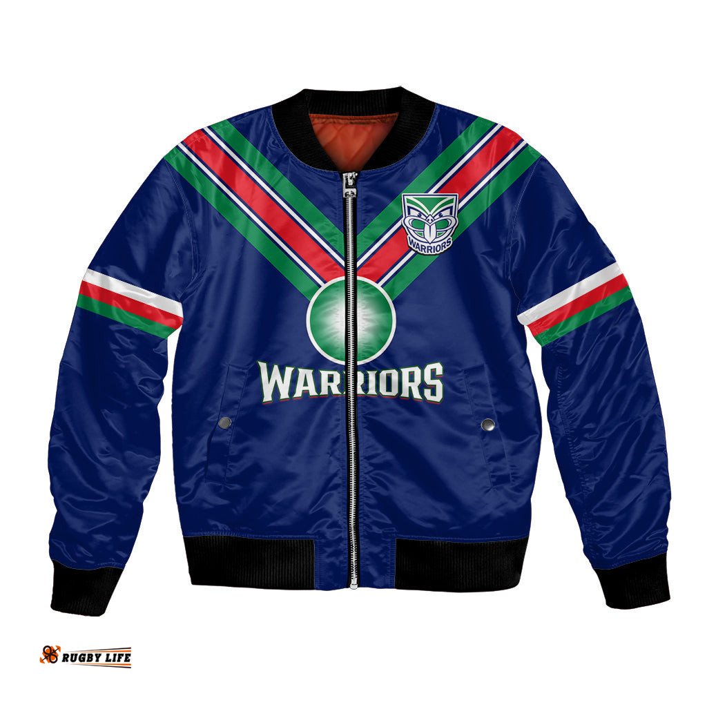 Warriors Rugby Bomber Jacket New Zealand Sporty Blue Style