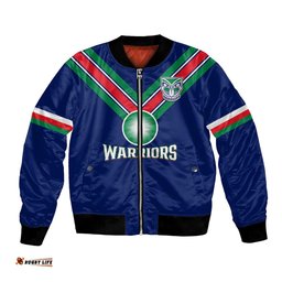 Warriors Rugby Bomber Jacket New Zealand Sporty Blue Style