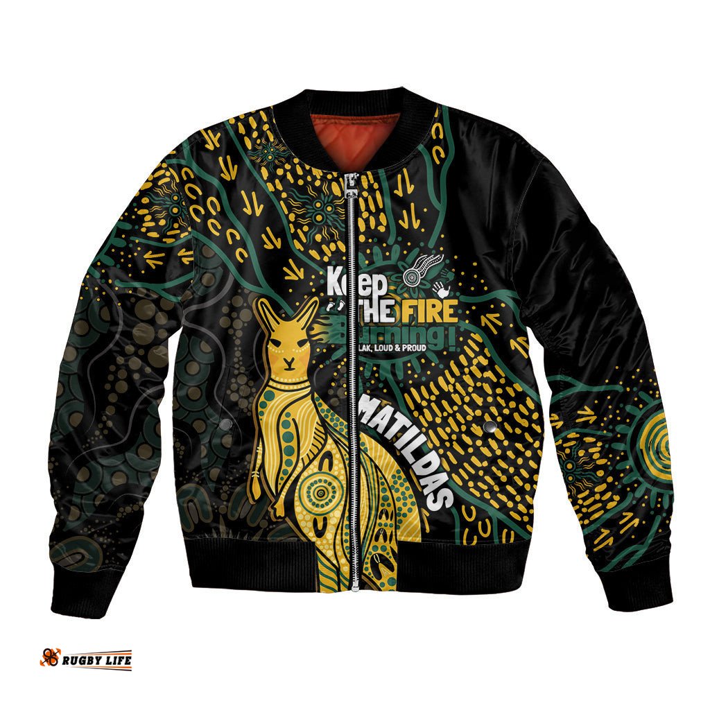 Australia Matildas Indigenous Bomber Jacket NAIDOC 2024 Keep The Fire Burning