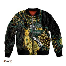 Australia Matildas Indigenous Bomber Jacket NAIDOC 2024 Keep The Fire Burning