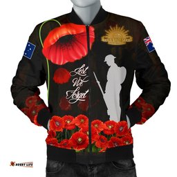Anzac Men's Bomber Jacket - Remembrance Poppy Flowers