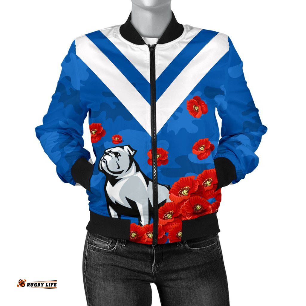 Bulldogs Women Bomber Jacket Poppy Flowers