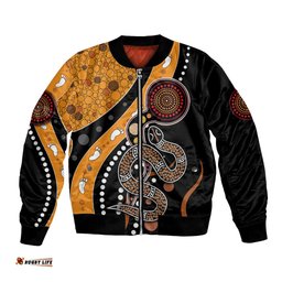 Aboriginal Snake Pattern Dot Art Bomber Jacket TS04