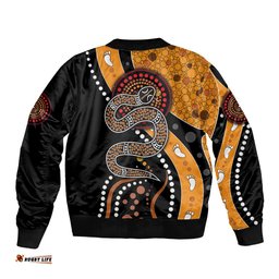 Aboriginal Snake Pattern Dot Art Bomber Jacket TS04
