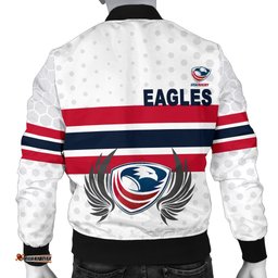 USA Rugby Men's Bomber Jacket Eagles Simple Style - White