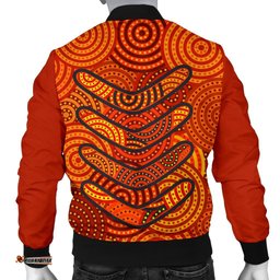 Aboriginal Men's Bomber Jacket - Aboriginal Boomerangs And Dot Circle