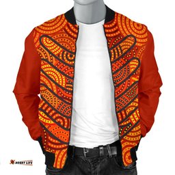Aboriginal Men's Bomber Jacket - Aboriginal Boomerangs And Dot Circle