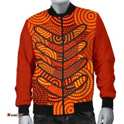 Aboriginal Men's Bomber Jacket - Aboriginal Boomerangs And Dot Circle