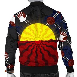 Aboriginal Men's Bomber Jacket,Aboriginal Lives Matter Flag Sun Dot Painting