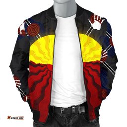 Aboriginal Men's Bomber Jacket,Aboriginal Lives Matter Flag Sun Dot Painting