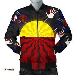 Aboriginal Men's Bomber Jacket,Aboriginal Lives Matter Flag Sun Dot Painting
