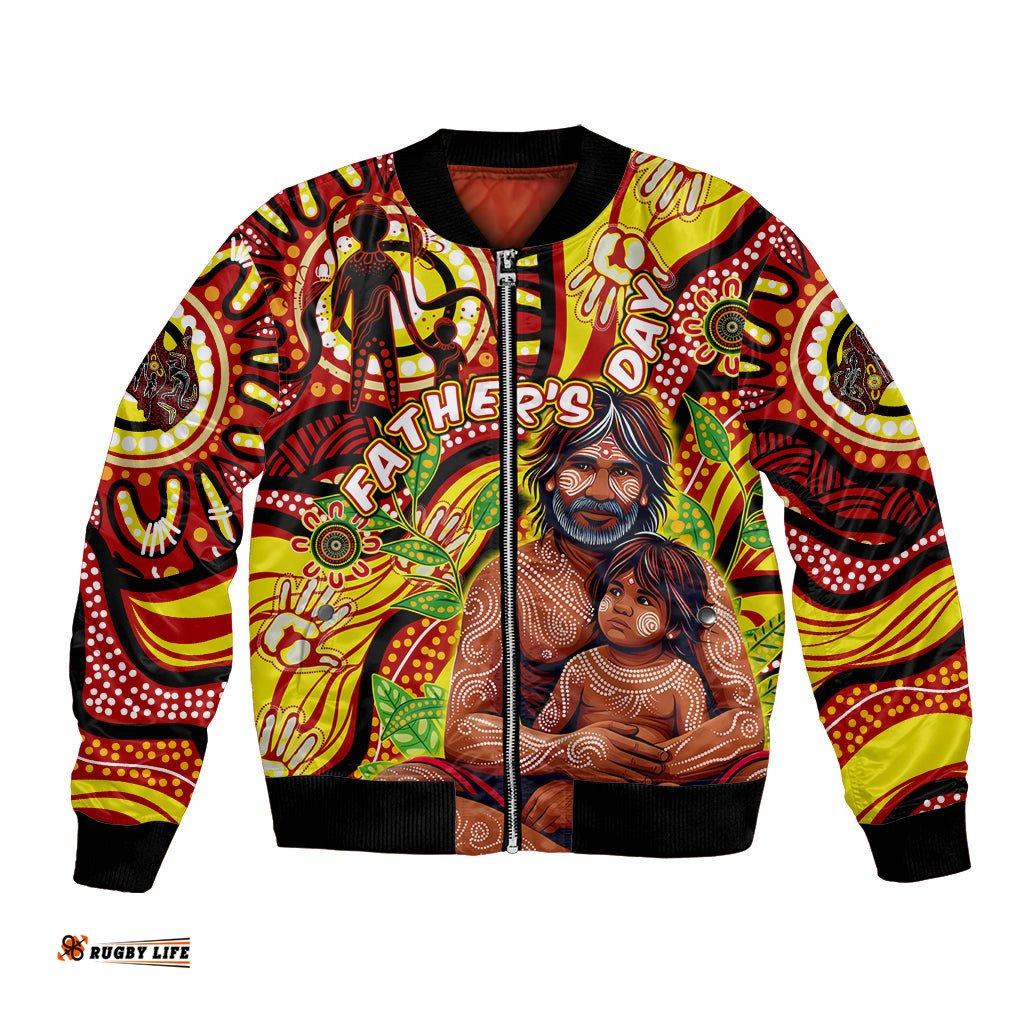 Custom Australia Father's Day Bomber Jacket Aboriginal Father and Son