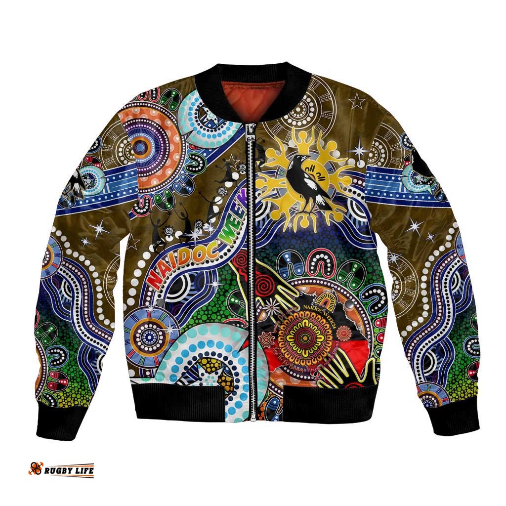 Custom NAIDOC Week 2024 Collingwood Magpies Bomber Jacket Australia Aboriginal Dot Painting