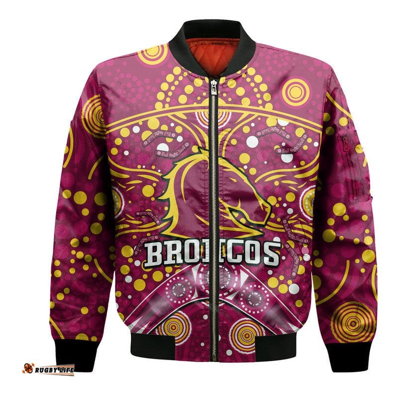 Broncos Rugby Bomber Jacket Boomerang Indigenous Dots