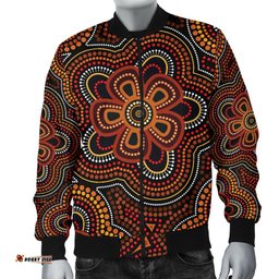 ABoriginal Men's Bomber Jacket - Aboriginal Dot Painting Flowers Style Ver02