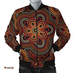 ABoriginal Men's Bomber Jacket - Aboriginal Dot Painting Flowers Style Ver02