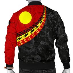 Aboriginal Men's Bomber Jacket, Indigenous Flag Circle Dot Painting