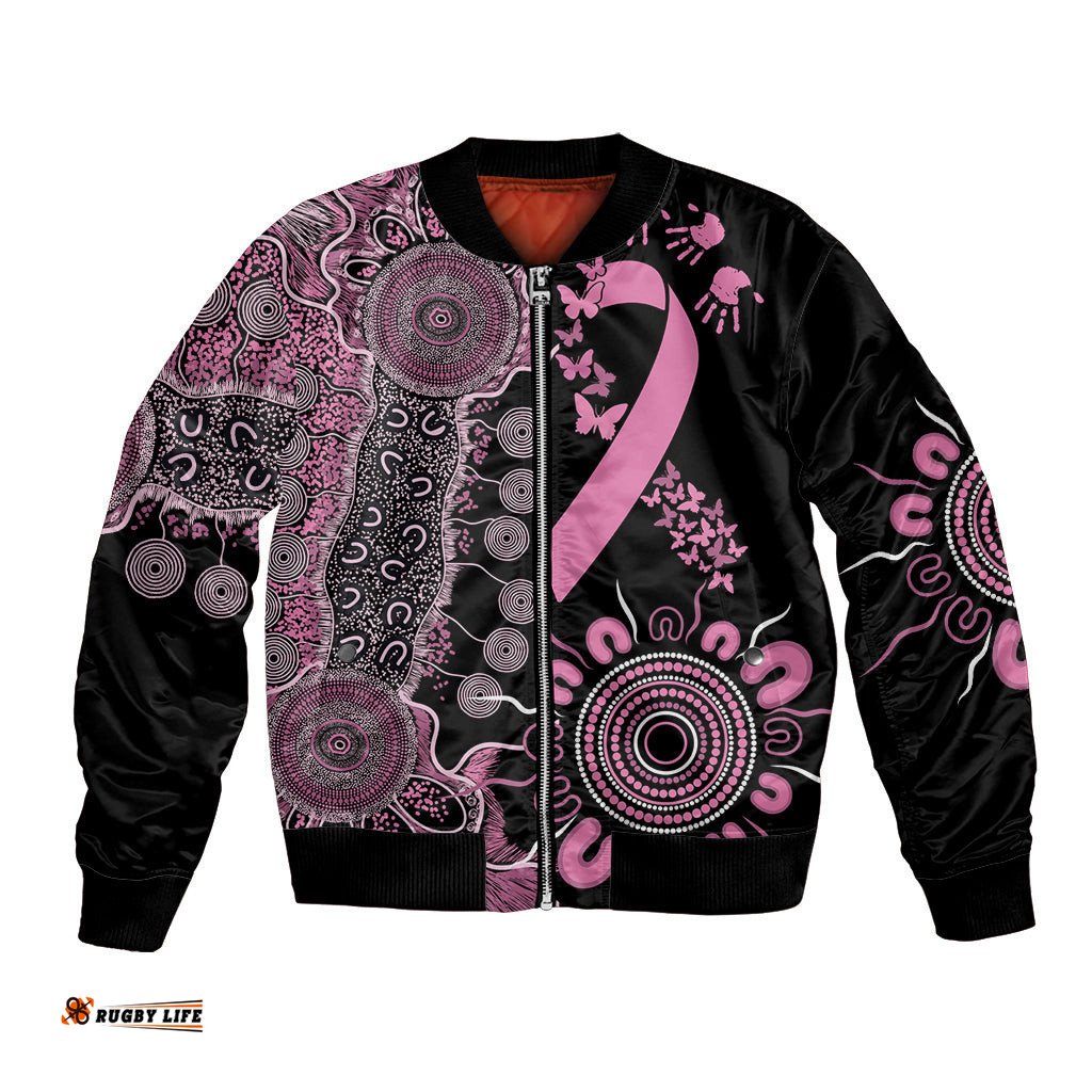 Personalised Aboriginal Ribbons Bomber Jacket Beautiful Butterflies Breast Cancer Awareness