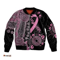 Personalised Aboriginal Ribbons Bomber Jacket Beautiful Butterflies Breast Cancer Awareness